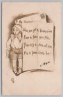 Holiday~Valentine~Boy~Top~Git Card From Fren You No~It's Little Bo~Vtg Sepia Pc