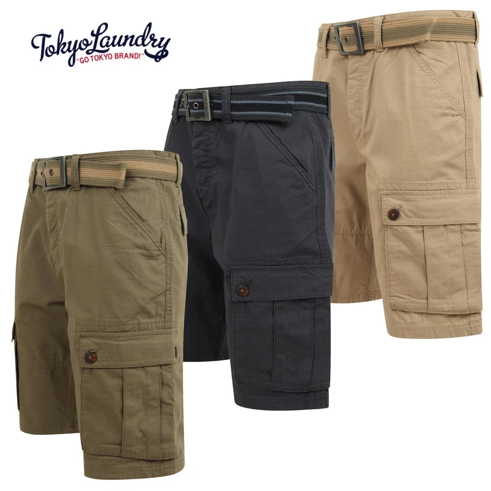 Men's Tokyo Laundry Chino Cargo Combat Shorts With Belt Smart Summer Casual New - Image 1 of 1