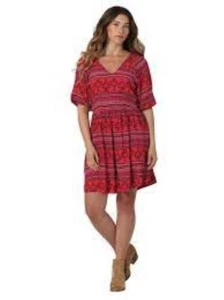 NWT WRANGLER RETRO Americana Red Aztec Print Above Knee Dress 112336453 XL - Picture 1 of 10