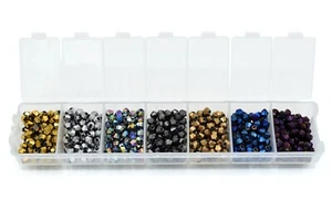 630 X PERLINE SFACCETTATE VETRO BICONO METALLIZZATO COLORE MISTO SCATOLA 4X3MM - Foto 1 di 3