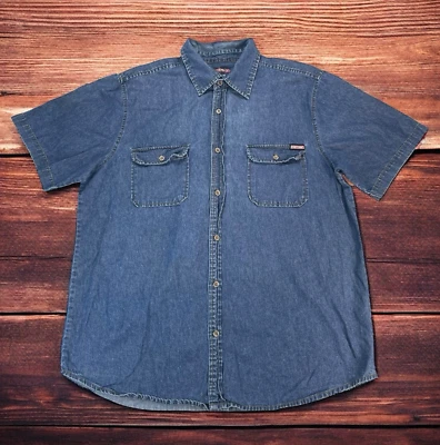 Craftsman Denim Work Shirt Men’s XL Short Sleeve Utility Button Up  2 Pocket - Image 1 of 4