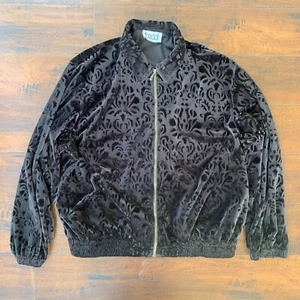 Womens Teddi Zip Up Jacket Size Large L Black Figure 80s 90s USA Cool  - Picture 1 of 11