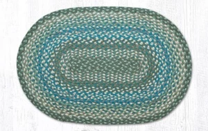 Sage, Blue, Ivory Oval Braided Rug 20 x 30 by Earth Rugs - Picture 1 of 1