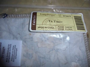 Longaberger TV Time Liner Khaki Check Khaki Floral Fabric Over the edge NEW - Picture 1 of 1