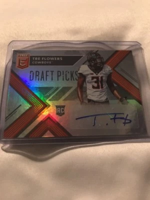 2018 Donruss Elite Draft Picks Tre Flowers Auto! OSU Cowboys Rare - Image 1 of 2