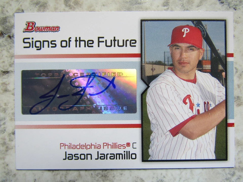 Phillies Jason Jaramillo Signed Autographed 2008 Bowman Signs Of The Future Mint - Image 1 of 2