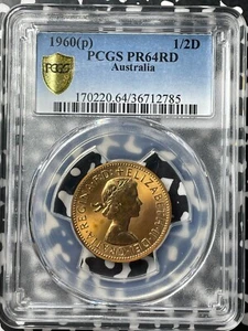 1960-(p) Australien 1/2 Penny PCGS PR64RD Lot#A8606 Auswahl UNC! 1.030 geprägt - Bild 1 von 3