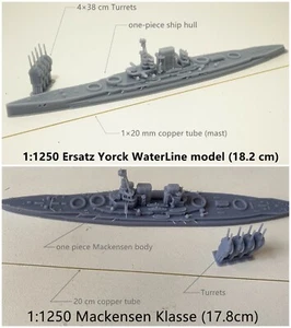 1:1250 German Ship model, SMS Ersatz Yorck, SMS Mackensen, 1:1250 Schiffsmodell2 - Bild 1 von 11