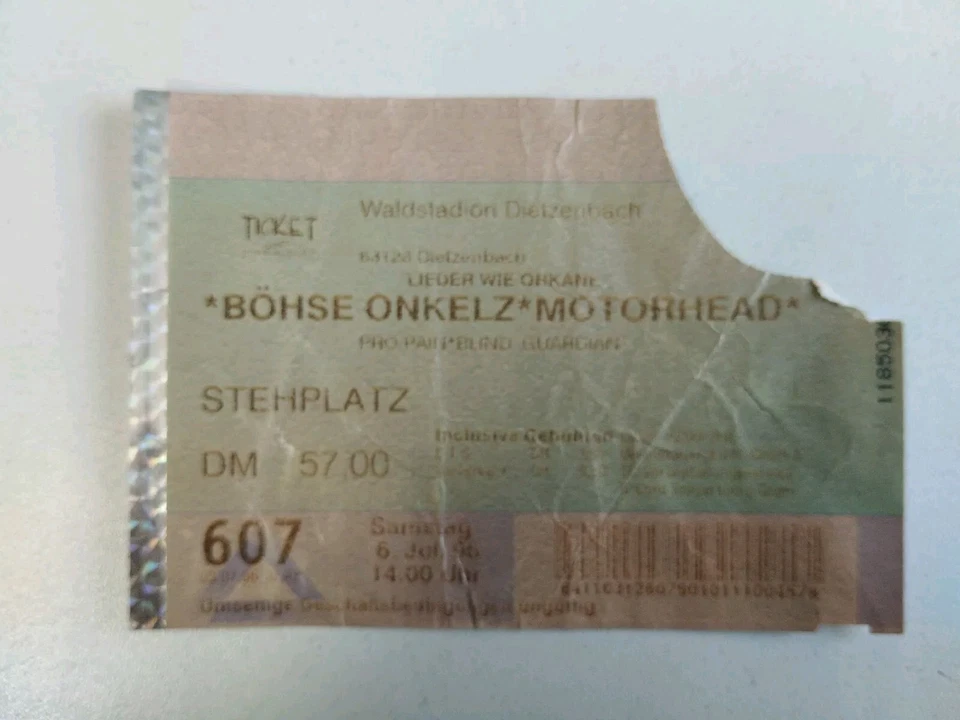 Böhse Onkelz -Motörhead Konzert Karte - Bild 1 von 1