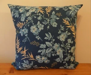 Blue Floral Cushion Cover Makower 100% Cotton Fabric 16” Throw Pillow Handmade - Picture 1 of 5