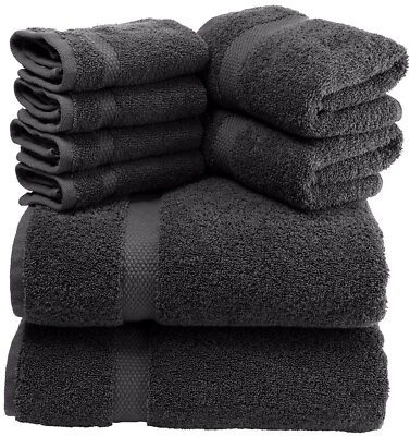 Luxury Black Bath Towel Set - Hotel Soft Cotton 2/Bath 2/Hand 4/Wash - 8 Piece - Image 1 of 4