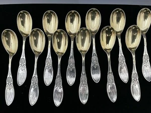 RARAS 12 cucharas estéticas de huevo antiguo suave moneda americana plata oro lavado mono - Imagen 1 de 4
