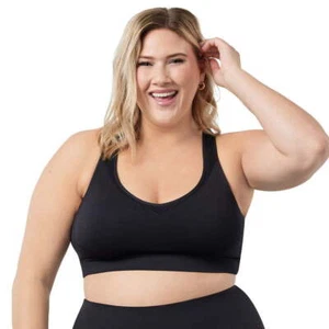 Leading Lady Lea Plus Size Wireless Racerback Sports Bra-Black - Picture 1 of 3