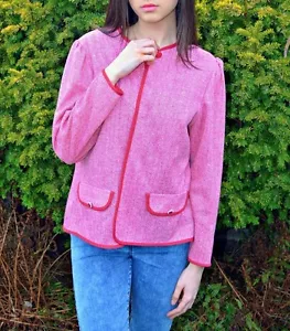 WOMEN'S/LADIES 1980'S VINTAGE CLOTHES, PINK SECRETARY PREP JACKET, 10 - Picture 1 of 5