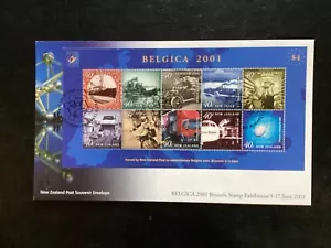 NZ 2001 Belgica Brussels Stamp Expo M/S FDC, Exhibition FDI, Unaddressed (L228) - Picture 1 of 2