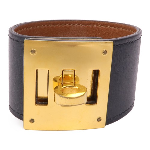 HERMÈS HERMES GHW Kelly Bracciale per Cani Veau Swift Pelle Noir Nero