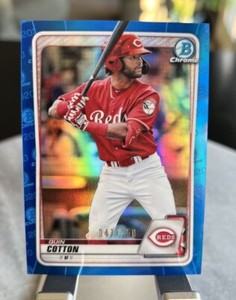 QUIN COTTON 2020 Bowman Draft Chrome - BLUE REFRACTOR #/150 Reds BD-104