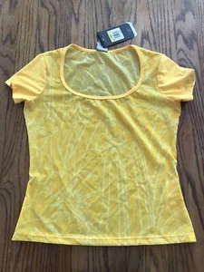 NEW Vintage 2004 Nike Yoga Shirt Sheer Yellow Womens S NWT Tags Dri F Fit - Picture 1 of 5