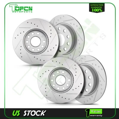 Front And Rear Brake Disc Rotors Slotted For Volkswagen Beetle Volkswagen Golf Foto 1 de 4