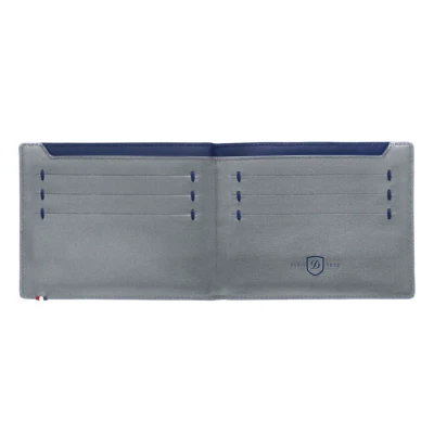 S.T. Cartera con tarjetero de cuero Dupont, gris con detalles en azul oscuro 184200, nueva en caja Foto 1 de 4