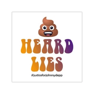 (ÁMBAR) OYÓ MENTIRAS pegatina cuadrada con caca de cama justicia para juicio de Johnny Depp - Imagen 1 de 11