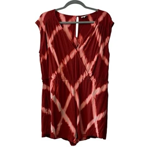 The Odells Red Diamond Dip Tie Dye Crossover Shortie Romper Playsuit sz S - Picture 1 of 9