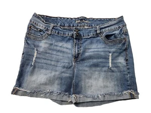 Ariya pantaloncino jeans effetto invecchiato grezzo polsino orlo elasticizzato donna taglia 20 - Foto 1 di 5