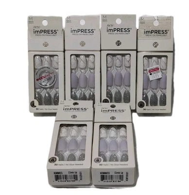 Lot Of 6 KISS imPRESS Nails Climb Up Press on Manicure 30 Nails ea pkg Med - Image 1 of 4