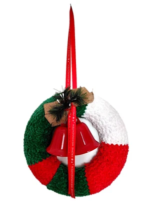 Türkranz, Wandkranz, rot-weiß-grün Weihnachtsglocken, handmade - Bild 1 von 4