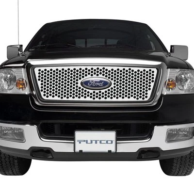 For Ford F-150 04-08 Putco 1-Pc Polished Round Punch CNC Machined Main Grille - Image 1 of 2