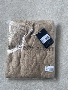 Society Eight V-neck Cable Knit Sleeveless Jumper/ Sweater In Camel UK 14. BNWT - Picture 1 of 7