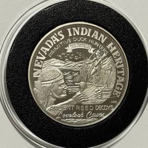 Nevada’s Indian Heritage Gold Nug Rare MR Coin 2 Troy Oz .999 Fine Silver Round - Picture 1 of 9