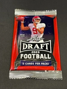 NEW SEALED - 2023 Leaf Draft Football Pack - 5 Cards Per Pack - FREE Shipping - Picture 1 of 2
