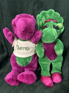 1992 Lyons | Barney und Baby Bop 12 Zoll Plüsch Set Stofftier Dinosaurier Spielzeug - Bild 1 von 8