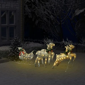 Juego de 4 Decoración Navidad Reno Y Trineo Malla Dorada, Metal - Imagen 1 de 11