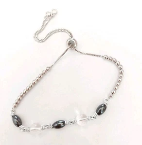 Bracciale cavigliera in acciaio e alluminio con ematite e quarzo ialino cristal - Picture 1 of 5