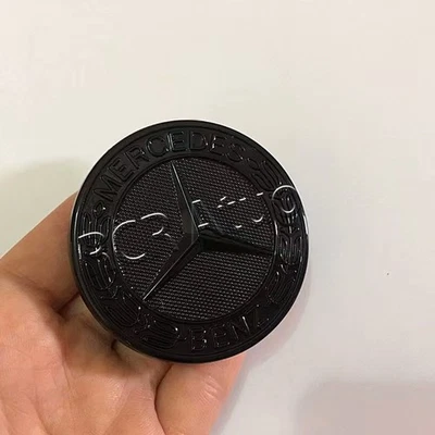 57mm Glossy Black Flat Hood Ornament Badge Emblem For Mercedes Benz A2048170616 - Image 1 of 4