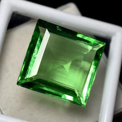 30.90 Ct LAB-CREATED AAA Quality PERIDOT Square Cut CERTIFIED Loose Gemstone - Image 1 of 4