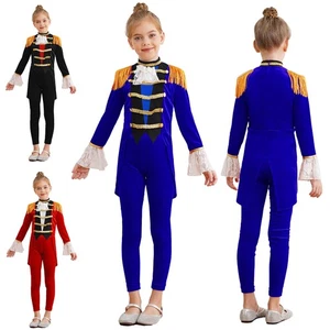 Kids Girls Velvet Circus Ringmaster Cosplay Costumes Tailcoat and Pants Set - Picture 1 of 37