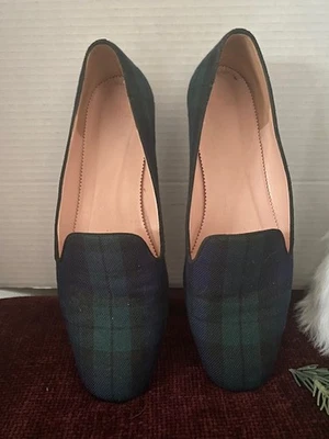 J. Zapatillas planas de vacaciones Crew para mujer negras y verdes tartán talla 8,5 Foto 1 de 4