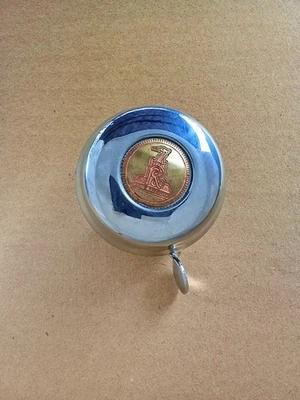 Bicycle Bell Rotating Dome RALEIGH LOGO 1" For Vintage Bicycle (Free shipping) - Image 1 of 4