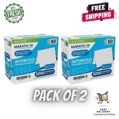 Marathon Interfold 1-Ply Dispenser Napkins, White, 3000 Per Case 250 napkins/pk. - Image 1 of 4