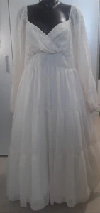 Beiges weites Maxikleid Chiffonartig Gr. 50 - Bild 1 von 4
