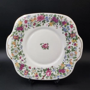Vintage Crown Staffordshire "Thousand Flowers" Square Handled Cakeplate England - Picture 1 of 12