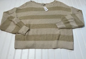 Ann Taylor Loft Womens Sweater Scalloped Neck Striped Summer Medium NEW. 481 - Picture 1 of 3