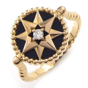 Christian Dior Ring Rosedevan Round Circle Star Onyx 1P Diamond 750RG #52 US6 - Picture 1 of 8