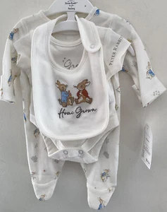 Nutmeg Peter Rabbit Cream 3 Piece Unisex Starter Set~Newborn ~ 7.5 Lbs - Picture 1 of 5