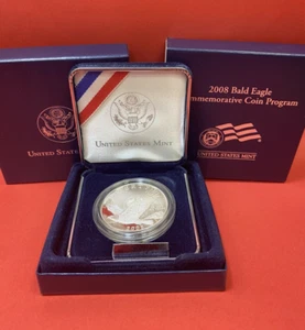 2008 P US Mint Bald Eagle Commemorative Proof Silver Dollar S$1 Coin - Box - Picture 1 of 23