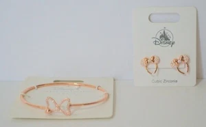Juego de Brazalete y Pendientes Minnie Mouse Oro Rosa Parques Disney NUEVO - Imagen 1 de 4