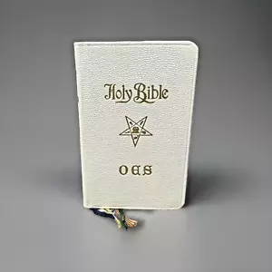 1950s Eastern Star Holy Bible King James Version Freemasons OES White Vintage - Bild 1 von 15